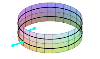 The plot shows a cylinder. There is a normal rotating around the
    cylinder near the top pointing inward, and a normal rotating around the
    cylinder near the bottom pointing outward.
